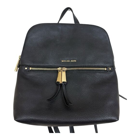 Michael Kors Rhea Medium Slim Backpack Black Leather - Picture 1 of 9